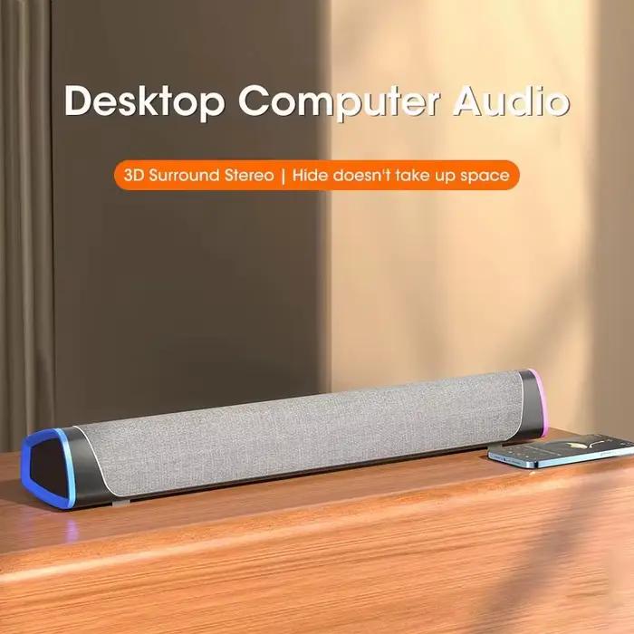 Barre de haut-parleur d'ordinateur Bluetooth sans fil, avec son Surround 4D, caisson de basses pour MacBook et ordinateur portable, lecture de musique