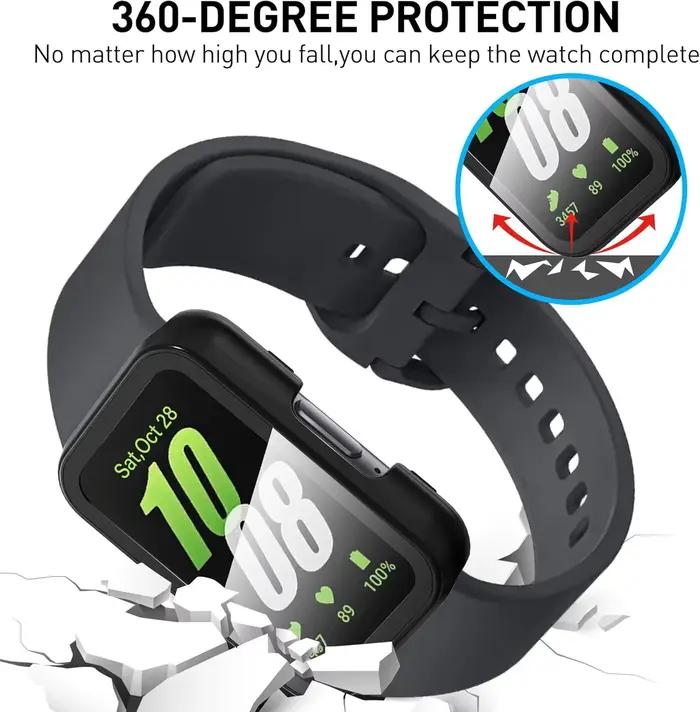 Étui de montre mat pour Samsung Galaxy Fit3, protecteur d'écran en verre trempé, pare-chocs en PC rigide + verre pour montre Galaxy Fit3