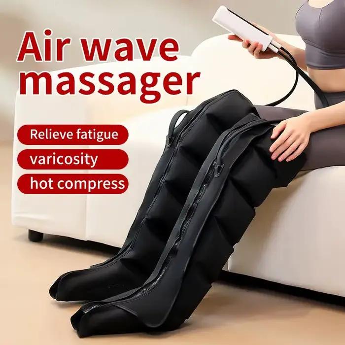 Masseur de Compression d'air pour les jambes, pompe de thérapie à pression chaude avec fermeture éclair, enveloppe des mollets, bottes pneumatiques, système de rééducation de Drainage lymphatique