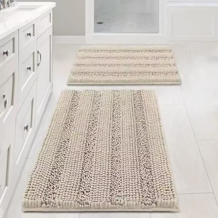 Tapis de bain en chenille antidérapant, absorbant, lavable en machine, tapis de sol doux et moelleux pour la cuisine, l'entrée, la décoration de la maison