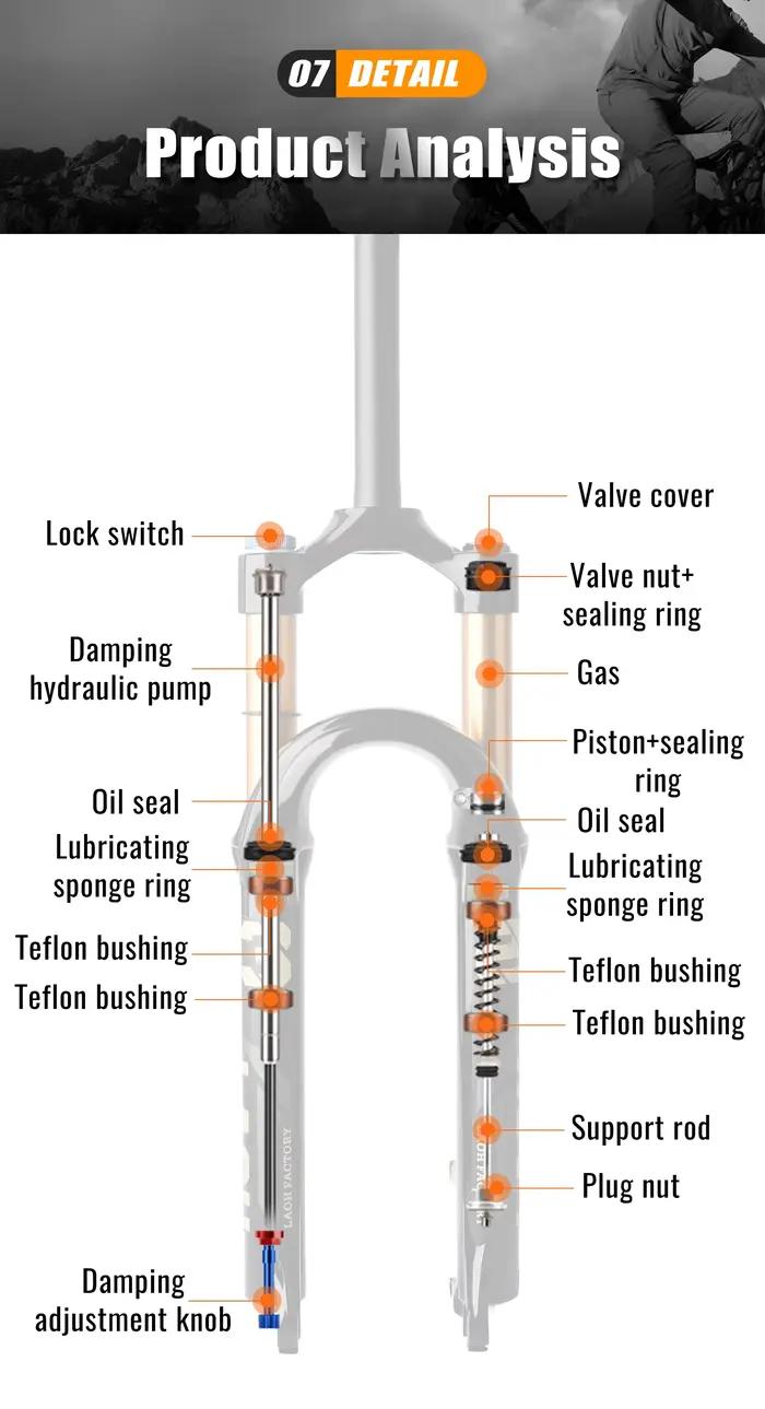 Fourche de Suspension de vélo 26/27