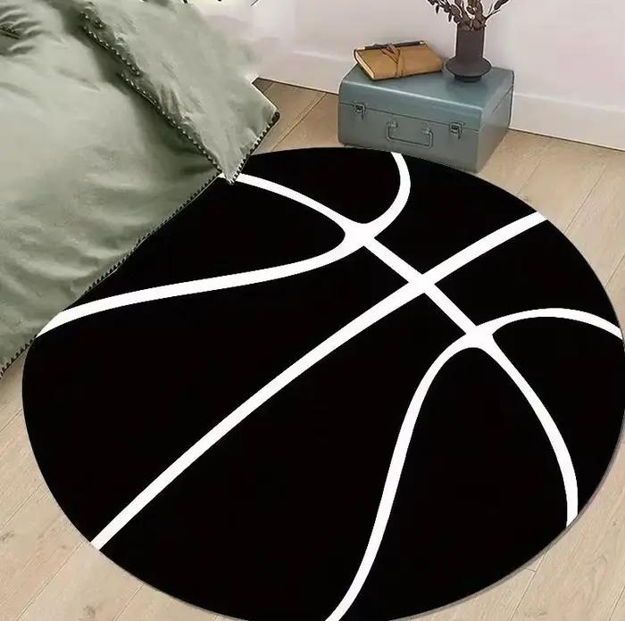 Tapis créatif noir et blanc à motif lettres pour chambre à coucher, chevet, décoration intérieure, canapé, table basse, tapis rétro décoratif