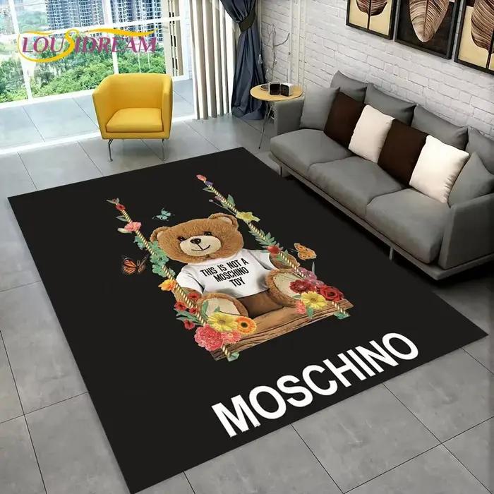 Tapis 3D M-Moschino HD Cartoon Bear, tapis pour la maison, salon, chambre à coucher, canapé, paillasson, décoration, tapis de jeu pour enfants, tapis de sol antidérapant, cadeau