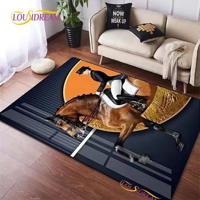 Tapis cheval au galop ethnique pour salon, chambre à coucher, porte de cuisine pour enfants, tapis de sol antidérapant, cadeau d'anniversaire, accessoires de photographie