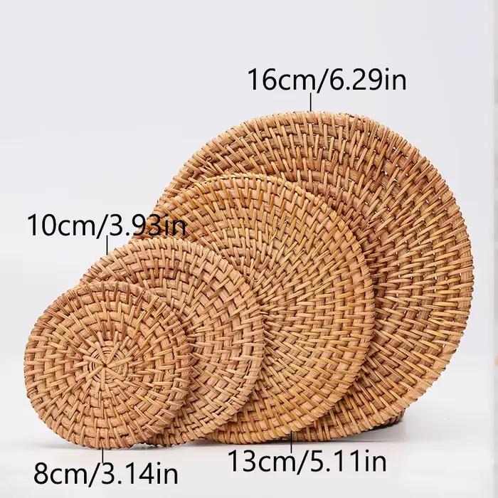Tapis de Table en rotin fait à la main, napperon créatif pour Table à manger, bol, assiette, tapis isolant thermique, tapis antidérapant, Simple, à la mode
