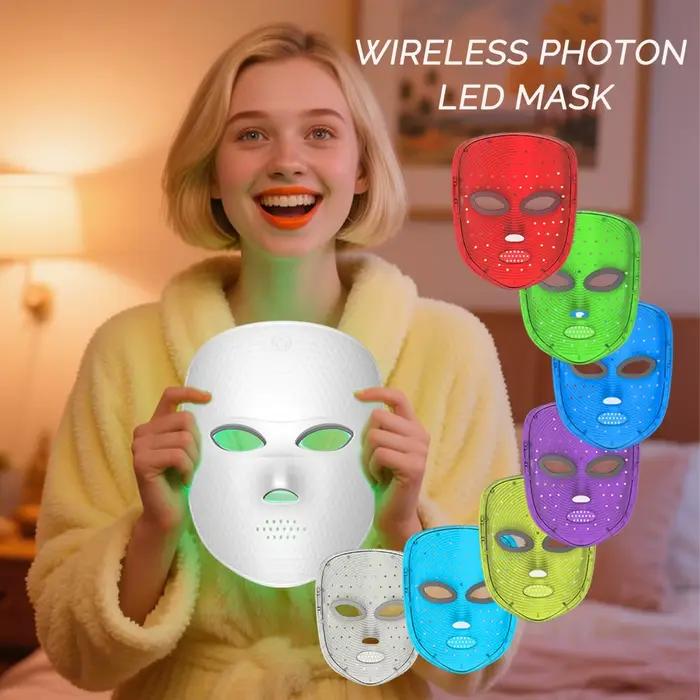Masque facial LED 7 couleurs, masque photonique LED, soin de la peau, rajeunissement, masque facial LED, soin de la peau, éclaircissement, outil de soin de la peau