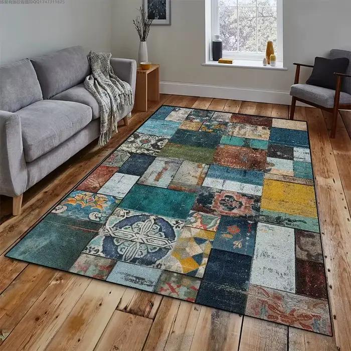 Tapis géométrique moderne joyeux pour salon, chambre, prière, hôtel, extérieur, décoration de maison, espace commercialisée