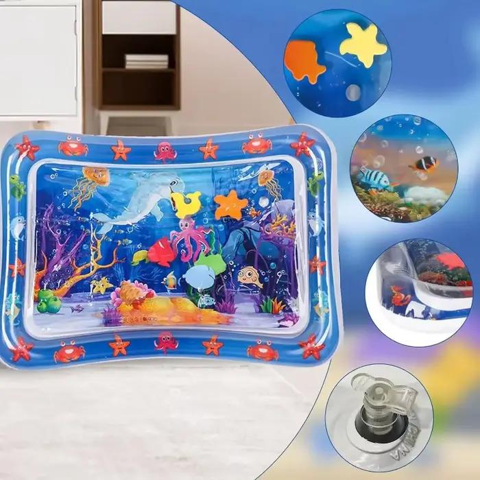 Tapis de jeu aquatique pour animaux de compagnie, tapis sensoriel aquatique pour chat, tapis de jeu absorbant l'eau pour bébé, tapis de ramper avec anneau de natation, jouets pour chat épaissis