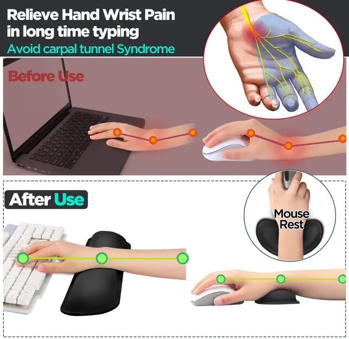 Repose-poignet pour clavier, tapis de souris avec Support de poignet, ensemble de tapis de clavier en mousse à mémoire de forme, tapis de souris ergonomique pour bureau, jeu, PC, ordinateur portable