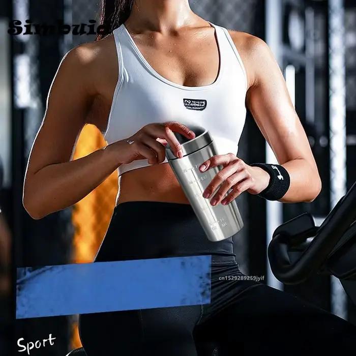 Bouteille Shaker de poudre de protéines en acier inoxydable de 500/750ML