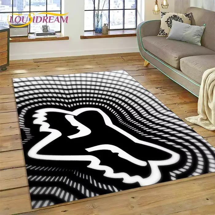 Tapis de course 3D avec logo F-FOX pour la maison, le salon, la chambre, le canapé, le paillasson, la décoration, le tapis de jeu pour enfants, tapis de sol antidérapant, moto