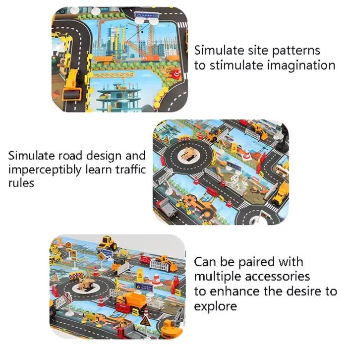 Jouets d'escalade carte de voiture de circulation Parking de ville feuille de route tapis d'escalade jouets tapis de route tapis de jeu bricolage panneaux de signalisation routière