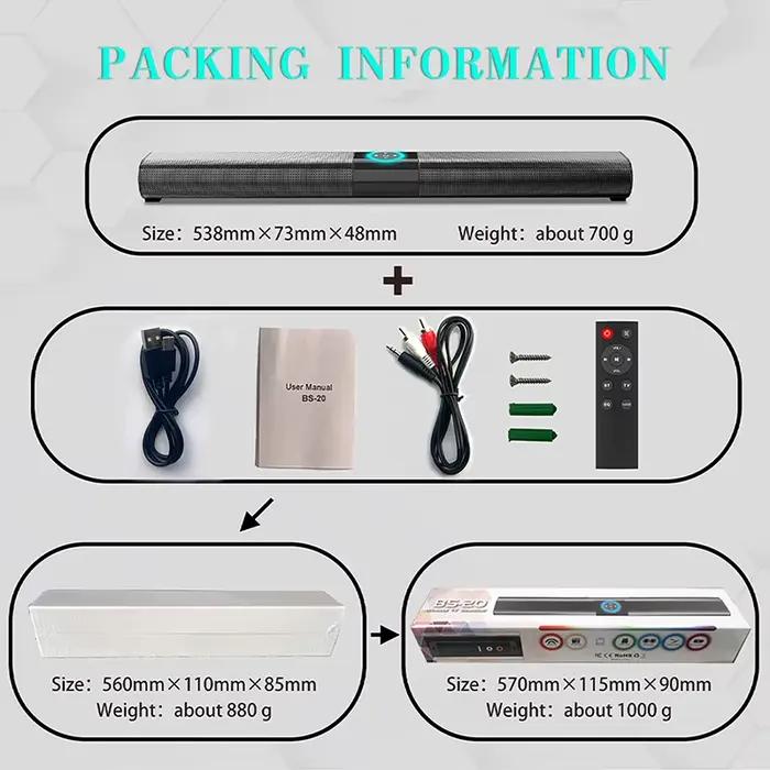Barre de son sans fil Bluetooth avec subwoofer pour TV, radio FM, et basses puissantes