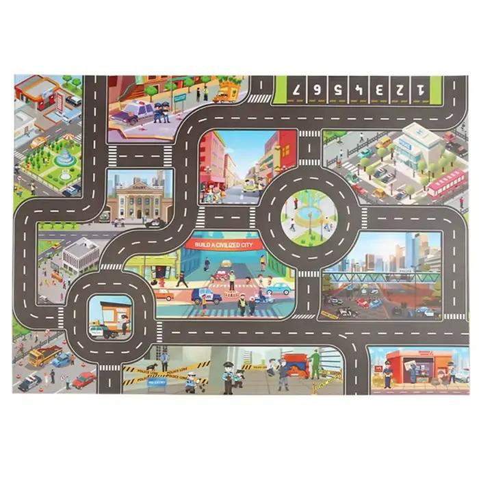 Jouets d'escalade carte de voiture de circulation Parking de ville feuille de route tapis d'escalade jouets tapis de route tapis de jeu bricolage panneaux de signalisation routière