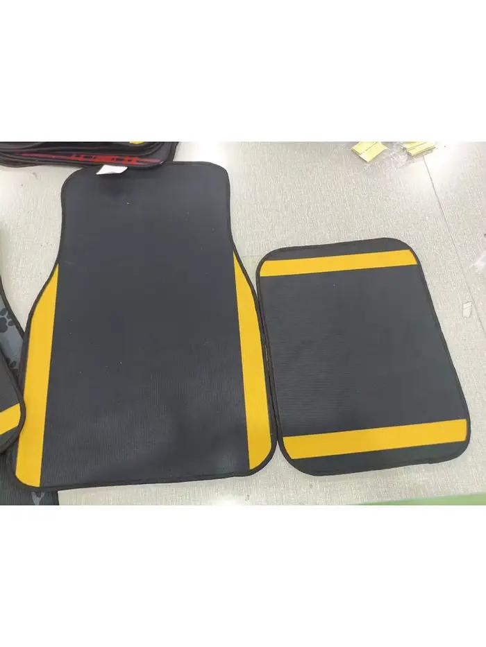 Ensemble de 4 tapis de sol de voiture rayés jaunes et noirs, ajustement universel, antidérapants, imperméables, accessoires intérieurs de voiture
