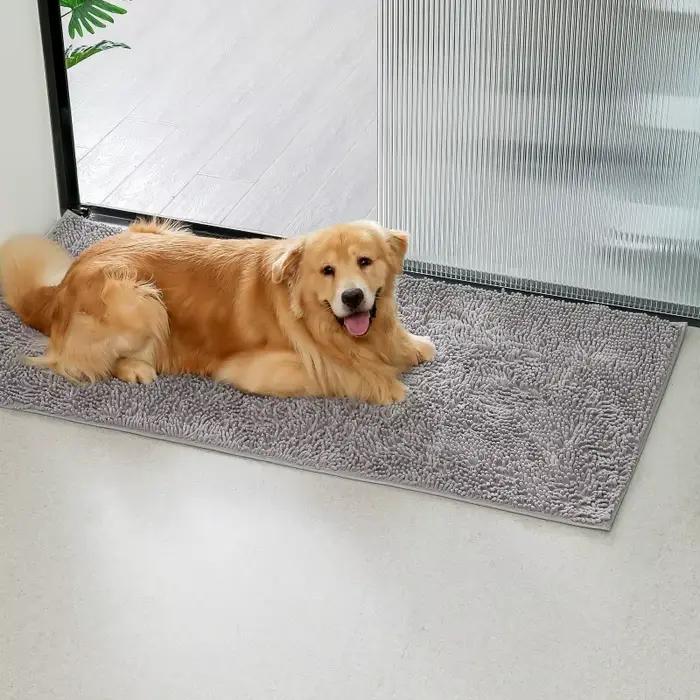 Tapis de bain en chenille dense, super absorbant, durable, antidérapant, avec dos en caoutchouc, lavable en machine, séchage rapide, tapis pour les pieds pour la salle de bain