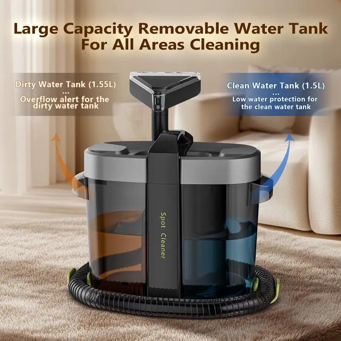Aspirateur laveur 16KPa 600W, machine de nettoyage de tapis, nettoyage en profondeur des taches d'animaux, cordon d'alimentation de 5 m, réservoir de 1,5 L
