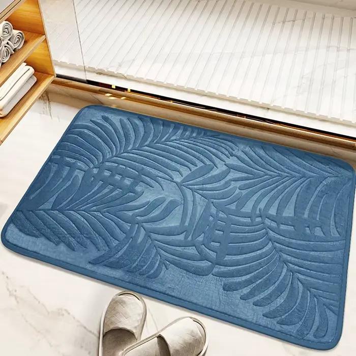 Tapis de sol antidérapant en feuille de palmier gaufrée vert foncé