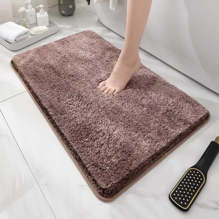 Tapis de sol de salle de bain arrondi et épais, tapis absorbant pour baignoire, matériau en peluche, tapis de pied antidérapant, tapis de porte d'entrée, salle de bain