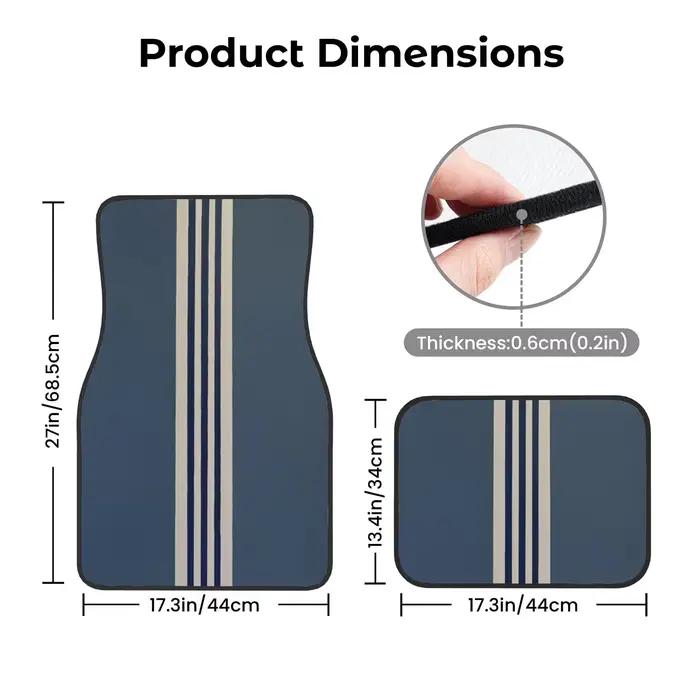 4 tapis de sol de voiture au design sophistiqué et à motif rayé emblématique, parfaitement conçus avec des motifs personnalisés, adaptés aux voitures, camions et SUV, durables et faciles à nettoyer, a