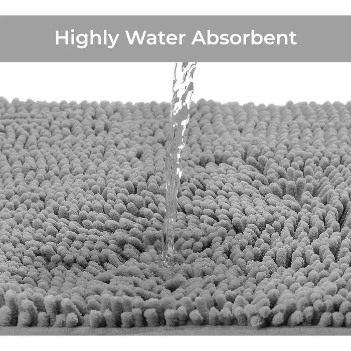 Tapis de bain en chenille dense, super absorbant, durable, antidérapant, avec dos en caoutchouc, lavable en machine, séchage rapide, tapis pour les pieds pour la salle de bain