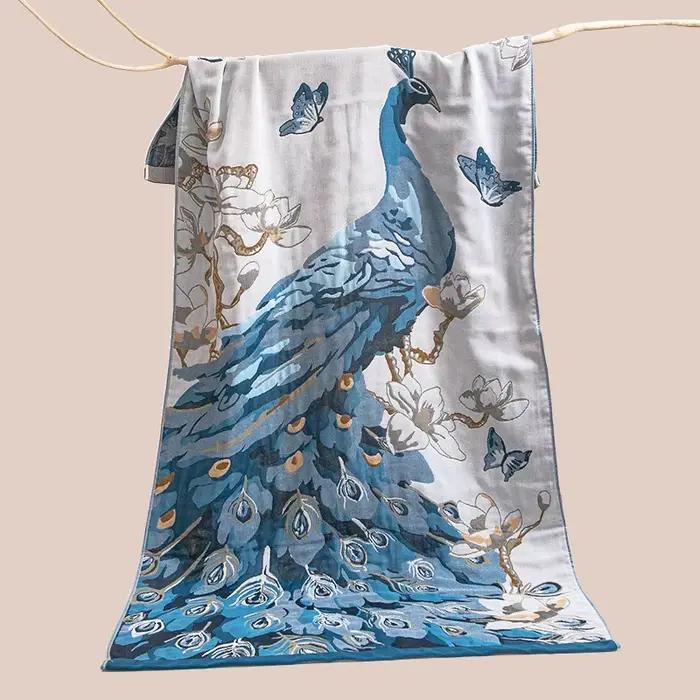 Serviette de bain domestique en coton, serviettes de plage en gaze à cinq couches, Super douces, respectueuses de la peau, confortables, fournitures de salle de bain 80 × 160CM