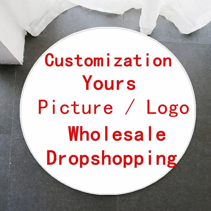 Tapis circulaire avec Logo personnalisé, antidérapant, rond, grand pour la maison, salon, chambre à coucher, décoration de chaise, tambour, paillasson de chaise