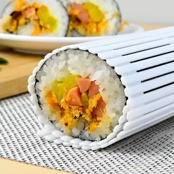 Tapis de rouleau à sushi en silicone lavable et réutilisable, moule en polymères, bricolage alimentaire, machine à rouler le riz, tampon à gâteau