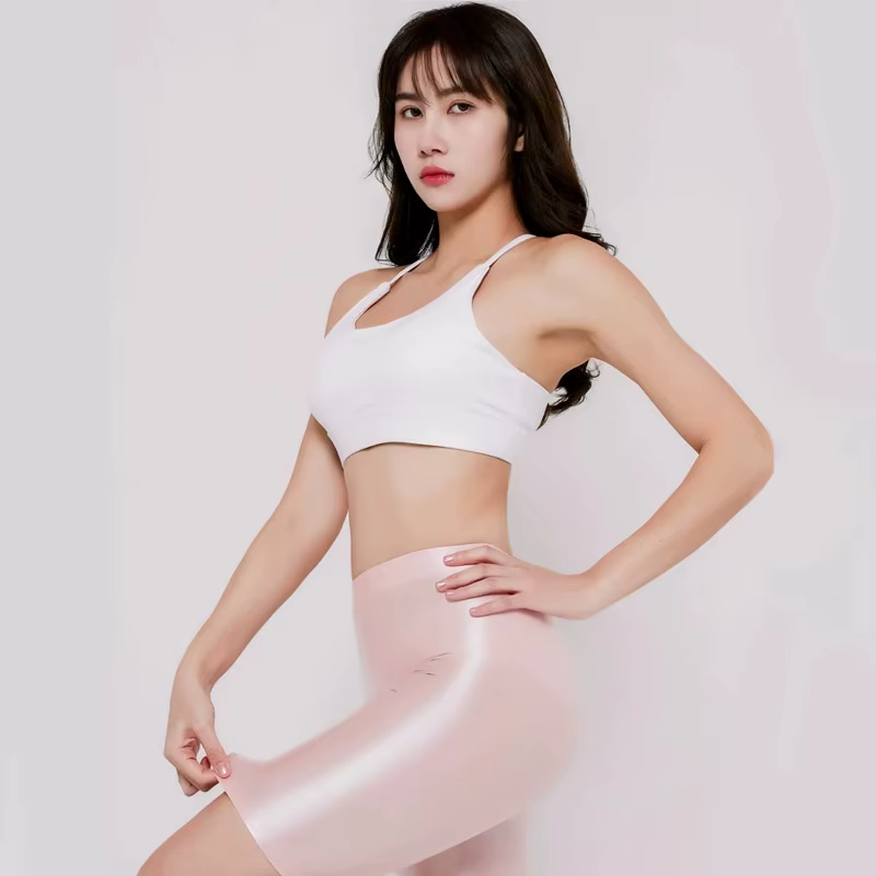 Pantalon de fitness brillant à séchage rapide, capris élastique, maillot de bain sexy, huile brillan