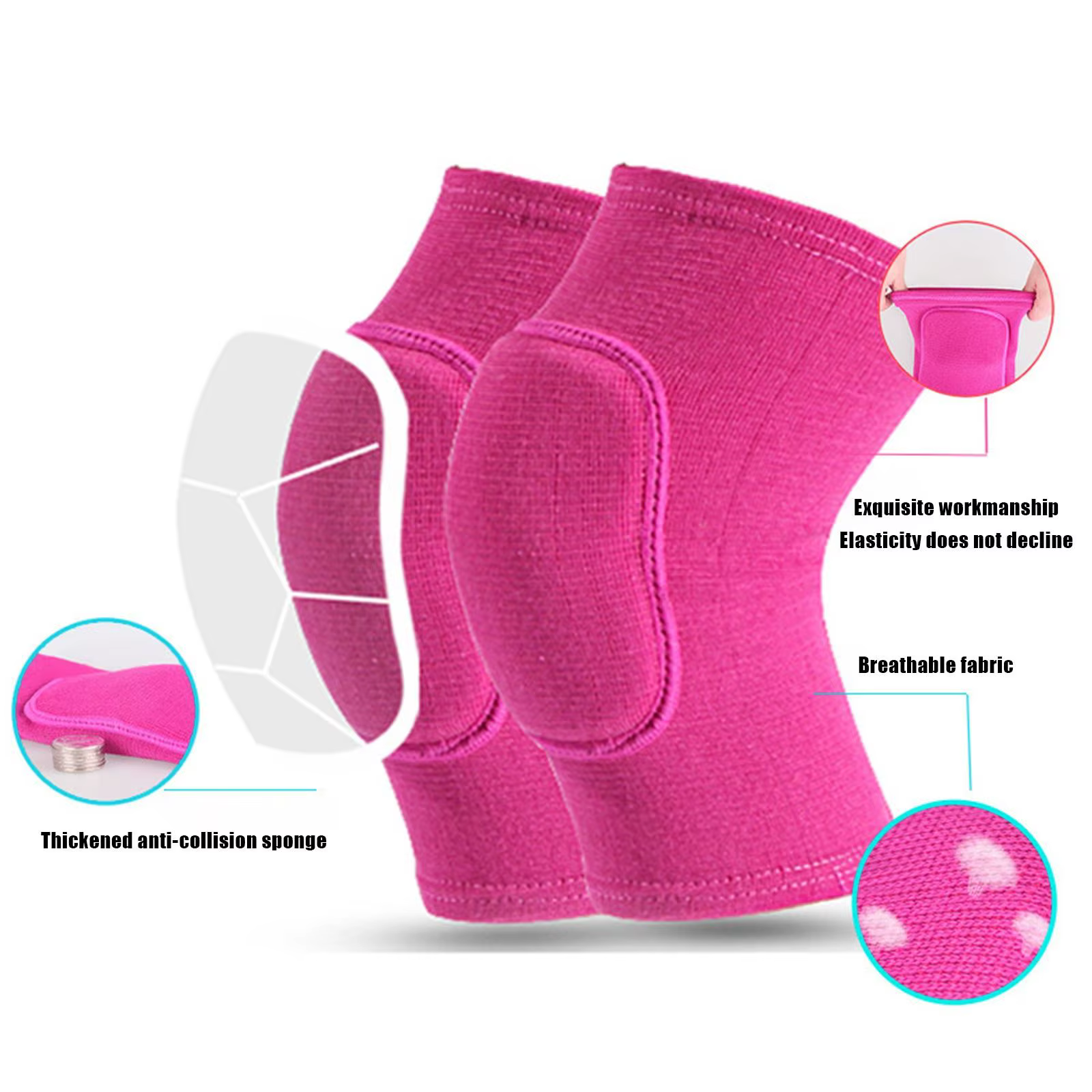 Genouillères de compression pour le sport, genouillères élastiques, éponge épaissie, support de geno