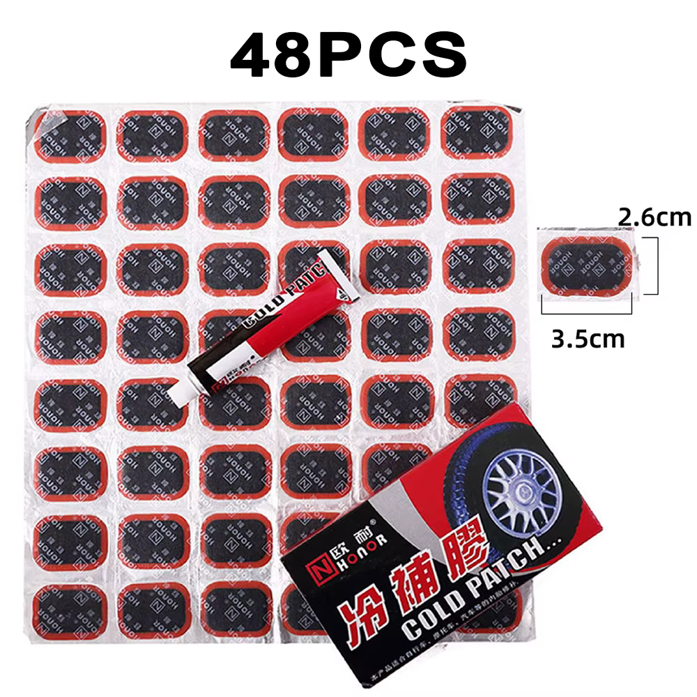 Kit de réparation de pneus de vélo 48 pièces : Patchs anti-crevaison portables et leviers de démonta