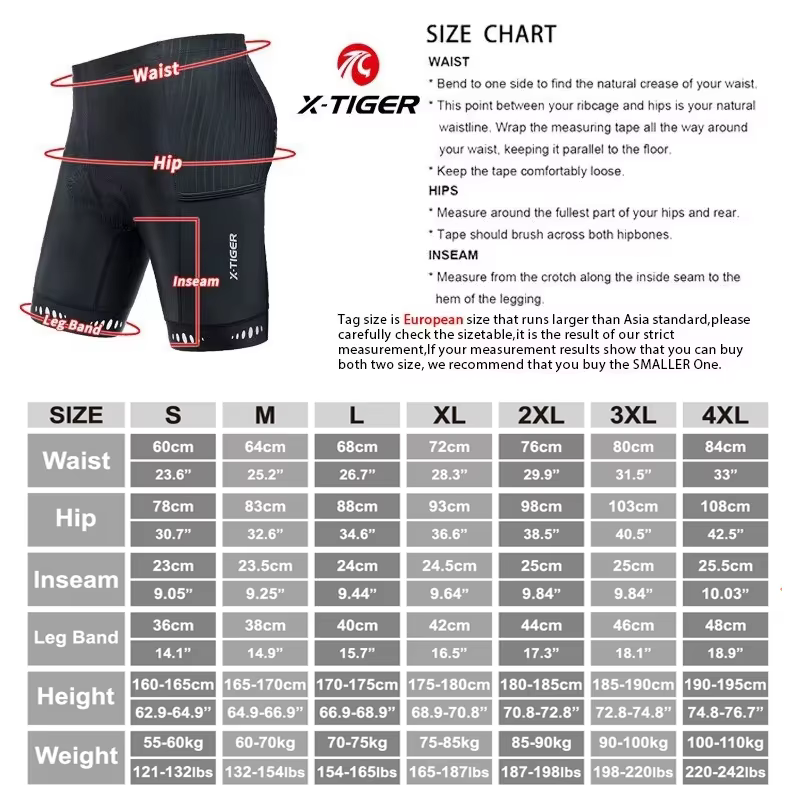 X-TIGER Hommes Cyclisme Shorts avec Poche Arrière 5D Gel Rembourré Vélo Shorts pour Hommes Montagne