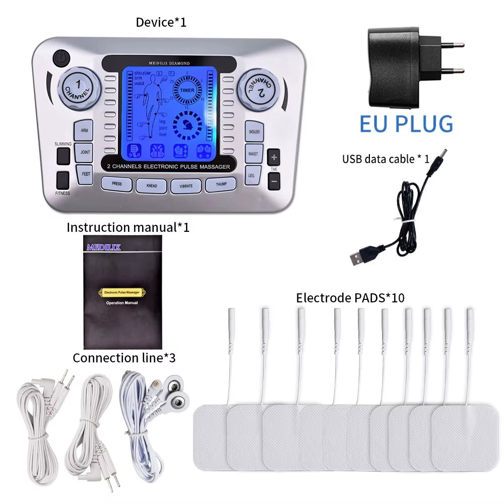 Électrostimulateur TENS EMS masseur Stimulation musculaire électrique 12 Modes dispositif de physiot
