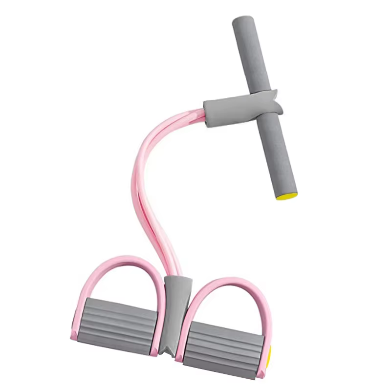 Bandes de résistance élastiques à 4 tubes avec pédale pour yoga, pour la mise en forme des bras, de 