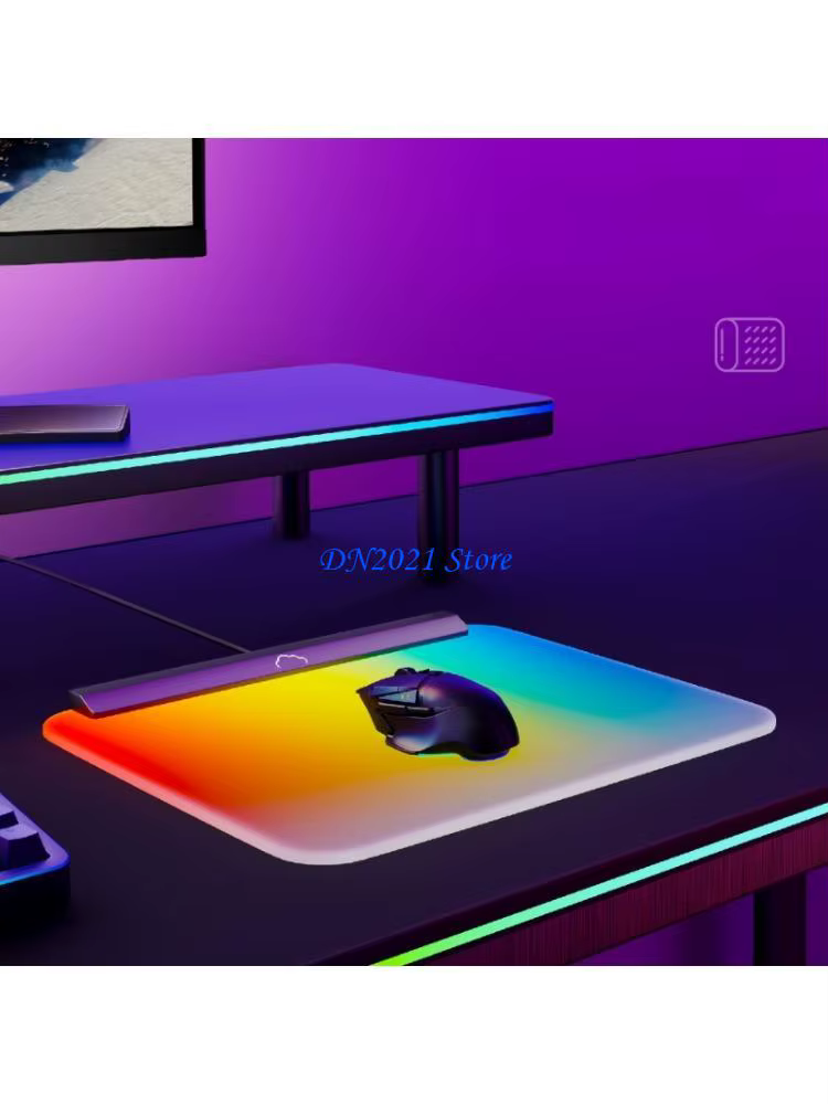 F3KE – tapis souris jeu LED, 7 couleurs lumière, souple, étendu, antidérapant, pour ordinateur