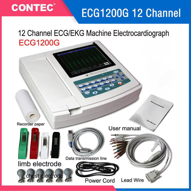 Contec ECG1200G Machine d'électrocardiogramme ECG avec logiciel de synchronisation PC numérique 12 c