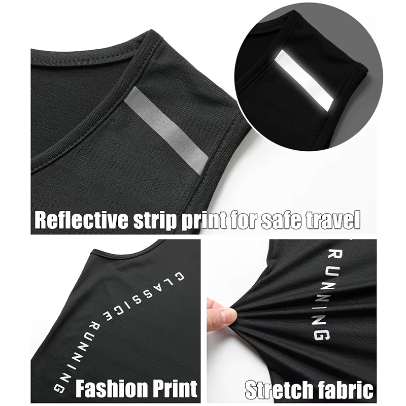 CHRLCK gilet de course pour hommes séchage rapide débardeur de gymnastique hommes Fitness chemise sa