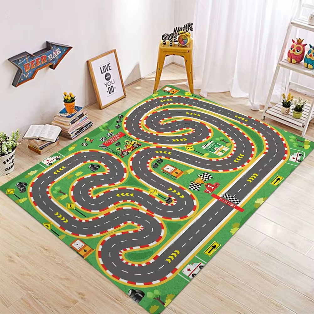 Tapis de voiture pour enfants, tapis de jeu de piste de course pour voitures, tapis de circulation r