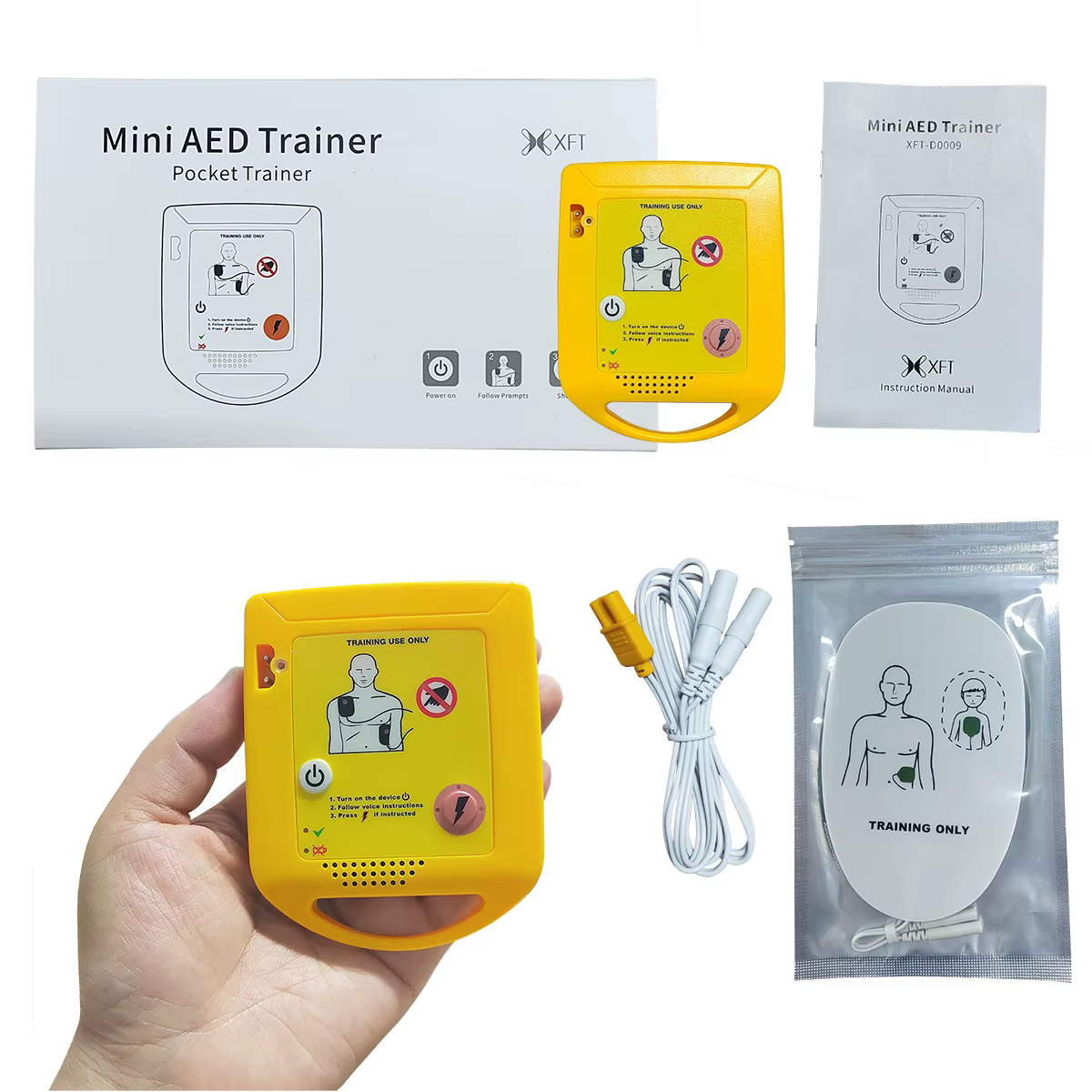 Dispositif d'entraînement AED, formation à la réanimation cardio-pulmonaire automatisée, voix en opt