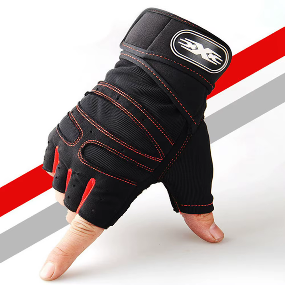 Gants d'entraînement pour hommes et femmes, demi-doigt avec bracelet de poignet pour le Sport, l'hal