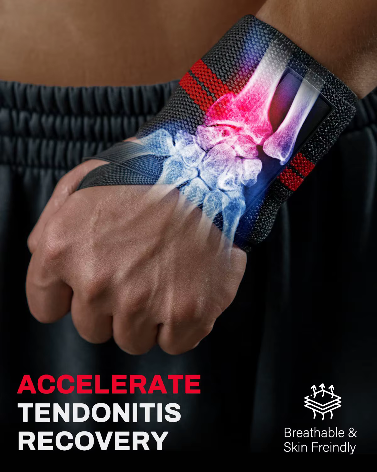 1 paire de bracelets de soutien du poignet, sangles de musculation supplémentaires, bandages de poig