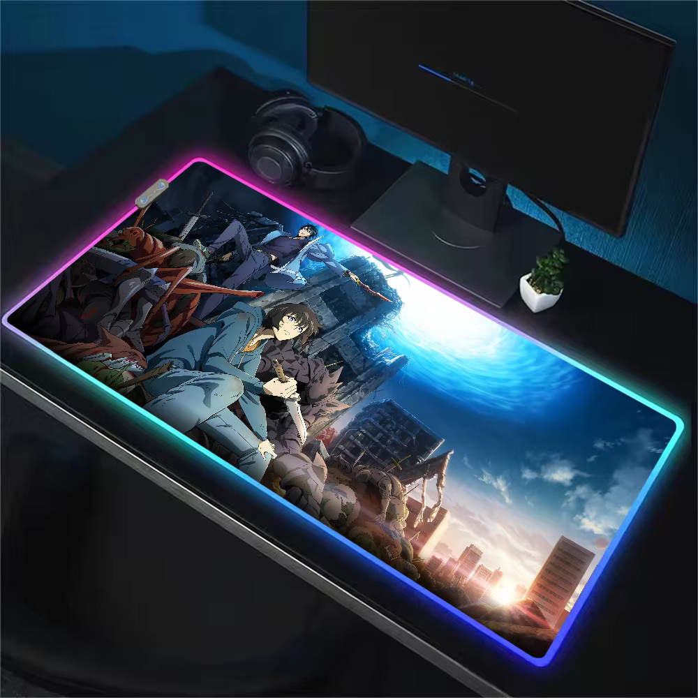 Tapis de souris de jeu 2 tapis de souris LED tapis de nivellement de Table rétro-éclairé Anime caout