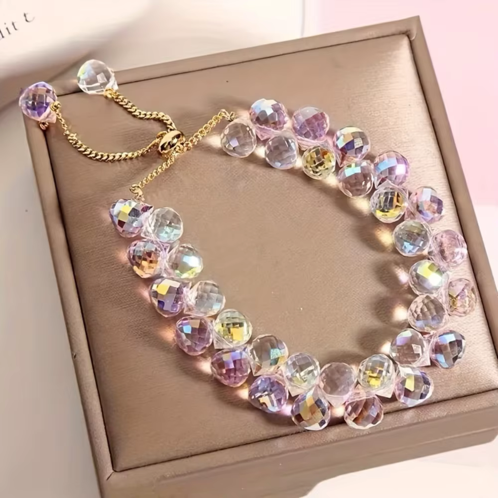 Bracelet en perles de pierre, bracelet en cristal texturé, bijoux pour femmes, bracelet double couch