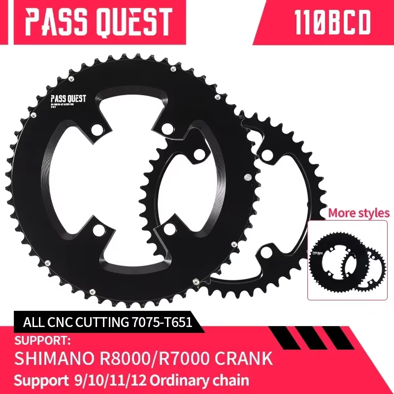 PASS QUEST 110bcd plateau pour Shimano 105 R7000 R8000 110 bcd Double anneau de chaîne de route 46/3