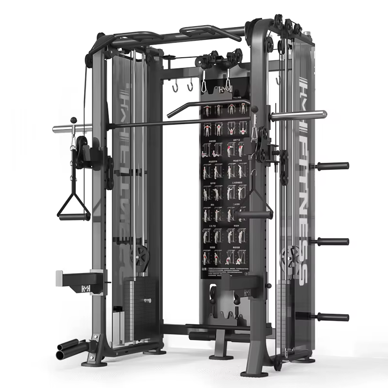 Rack à Squats Multifonctionnel avec Machine Smith et Banc de Musculation Intégré pour la Maison – Éq
