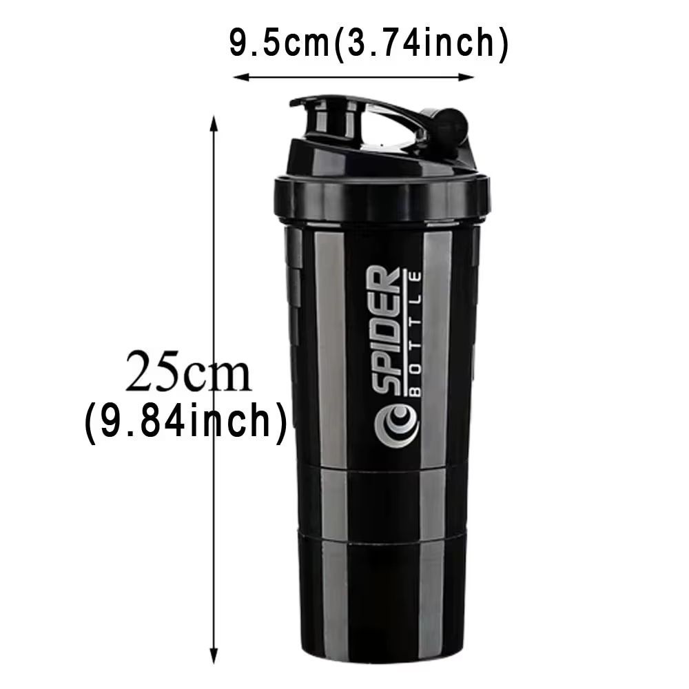 3 couches Shaker bouteille de protéines poudre Shake Cup bouteille d'eau tasse de mélange en plastiq