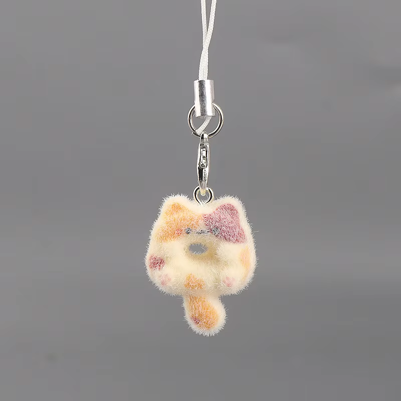 Porte-clés floqué, accessoire de sac attrayant, pendentif 3D, chaîne légère pour téléphone portable,
