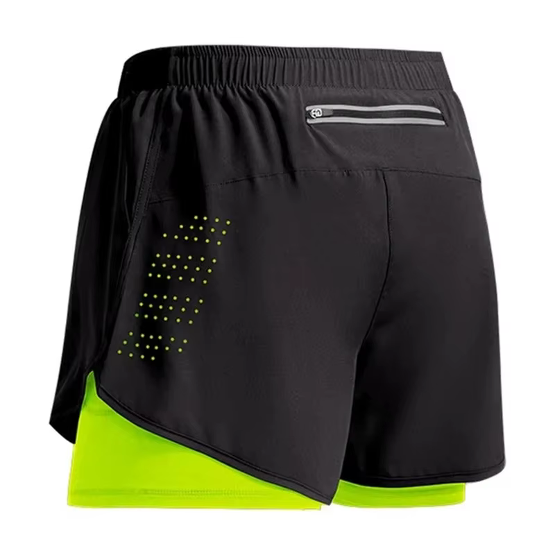 Short de course pour hommes séchage rapide Fitness ventiler Double couche Shorts hommes nouveau Spor