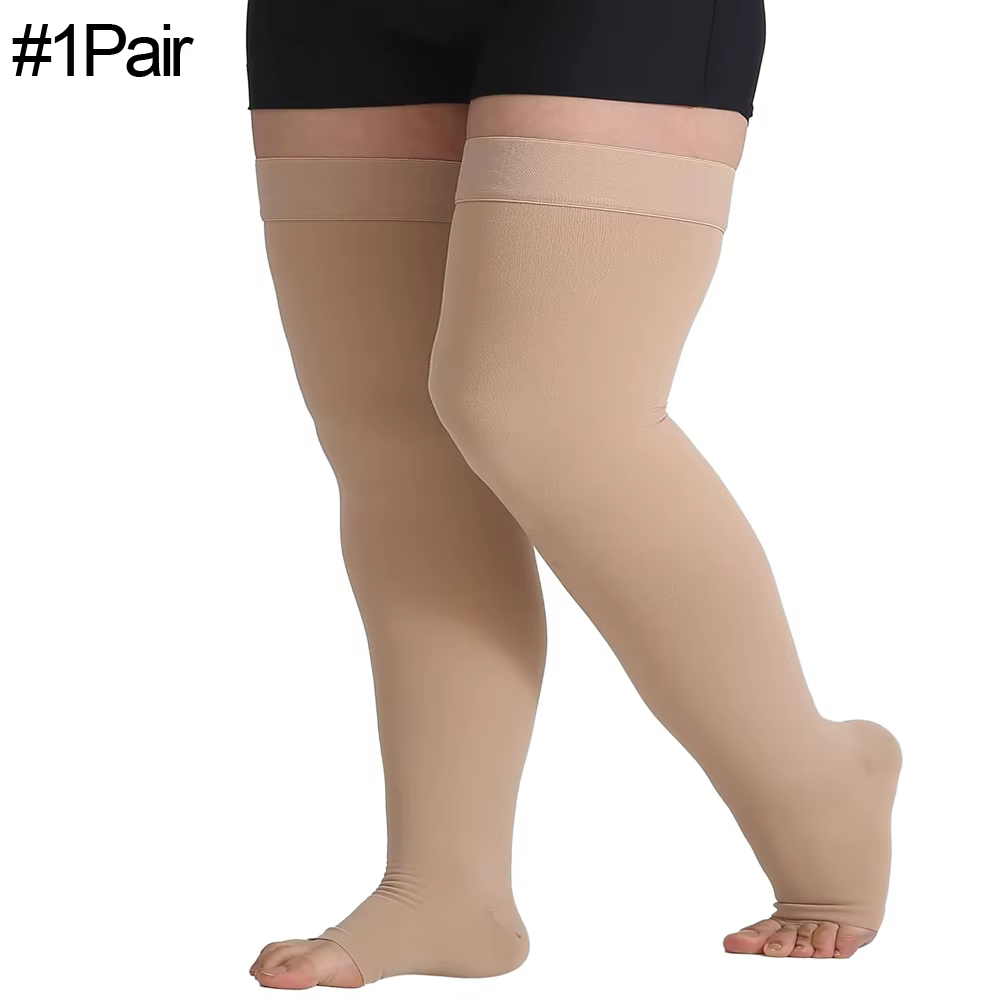 Bas de Compression Médicale pour Femme, 1 Paire, Ouvert, 20-30 mmHg, Gradué, Oedème