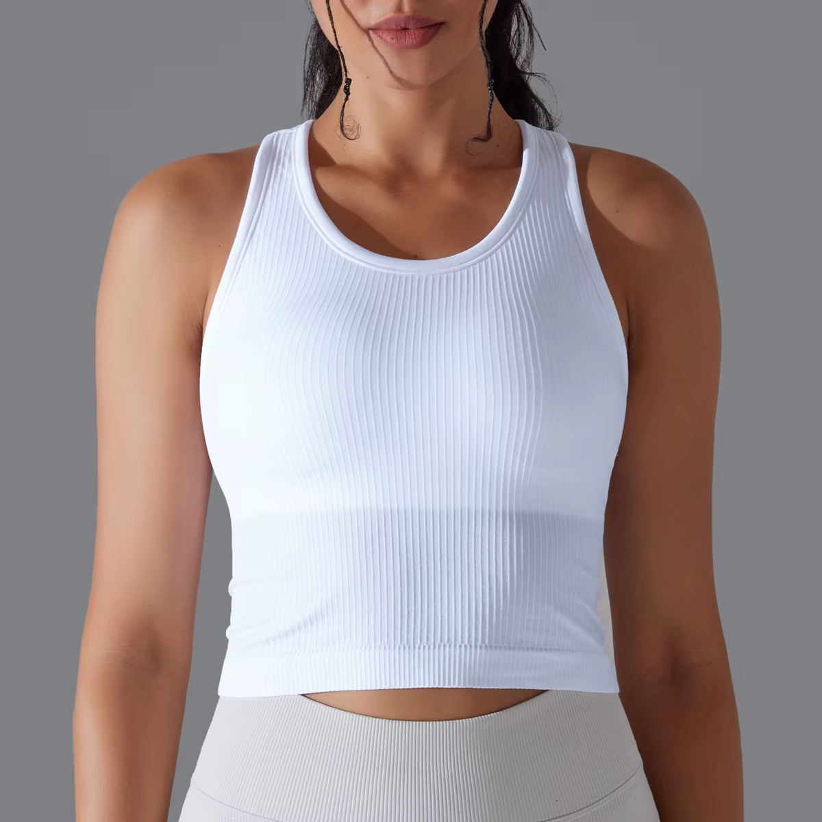Nouveau débardeur tricoté effet seconde peau pour femme, coupe en I, pour le sport, le yoga et la co